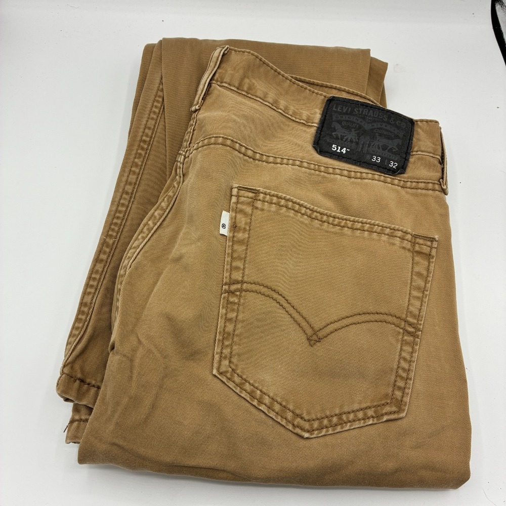 Levi's 514 Straight Fit Jeans Mens 33x32 Khaki Tan Denim Casual